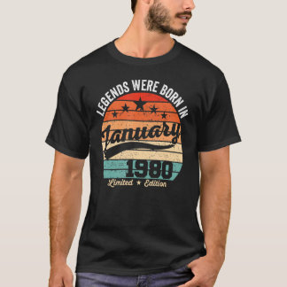  43e verjaardag van de geboorte van legende in jan t-shirt