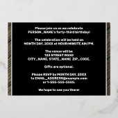 43e verjaardag van de partij — Vet, houten graan Folie Uitnodiging (Achterkant)