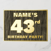 43e verjaardag: Vet, Houtgrijnpatroon Folie Uitnodiging (Voorkant)