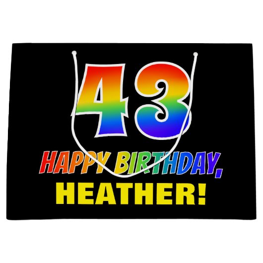 43e verjaardag: Vet, Vun, Eenvoudig, Regenboog 43 Groot Cadeauzakje (Voorkant)