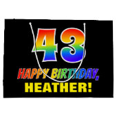 43e verjaardag: Vet, Vun, Eenvoudig, Regenboog 43 Groot Cadeauzakje (Achterkant)