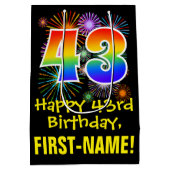 43e verjaardag: Vuurwapenpatroon van de vlinder +  Medium Cadeauzakje (Achterkant)