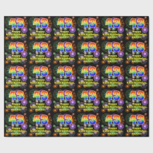 43e verjaardag: vuurwerk, regenboogblik # "43" cadeaupapier