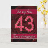 43e verjaardagkaart met rozen en bladeren kaart (Gele Bloem)