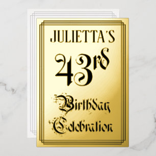 43e verjaardagsfeest — Elegant script + aangepaste Folie Uitnodiging