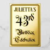 43e verjaardagsfeest — Elegant script + aangepaste Folie Uitnodiging (Voorkant)