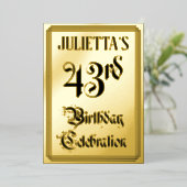 43e verjaardagsfeest — Elegant script + aangepaste Folie Uitnodiging (Staand Voorkant)