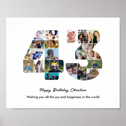 43e verjaardagsfeest Nummer 43 Fotocollage Poster (Voorkant)