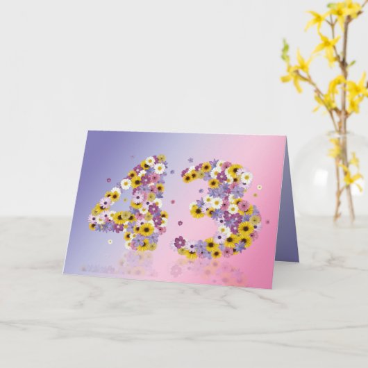 43e verjaardagskaart met bloemen letters kaart (Gele Bloem)