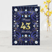 43e verjaardagskaart met een groot aantal juwelen kaart (Gele Bloem)