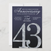 43rd Anniversary Diamond Silver Navy Blue Kaart (Voorkant)