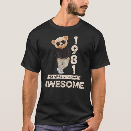43rd Birthday Men Women 1981 Original Awesome Tedd T-shirt (Voorkant)