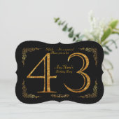 43rd, Birthday party 43rd, geweldige Gatsby, zwart Kaart (Staand voorkant)