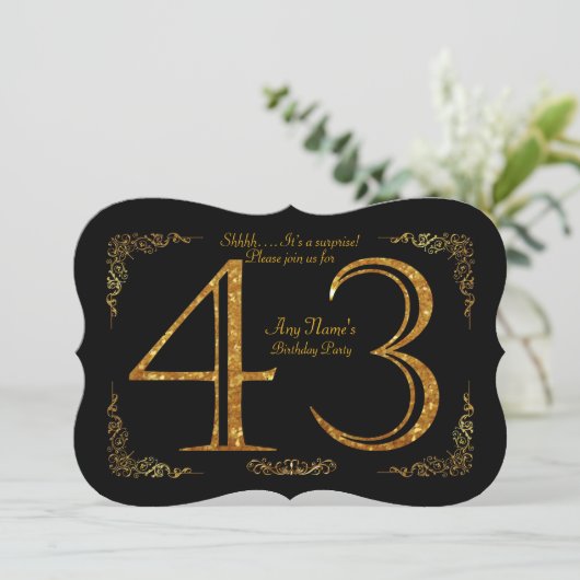 43rd, Birthday party 43rd, geweldige Gatsby, zwart Kaart (Staand voorkant)
