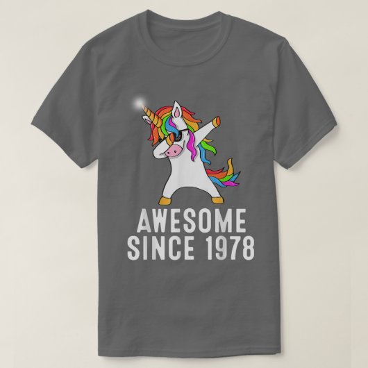 43rd birthday, unicorn dab, Awesome since 1978  T-shirt (Design voorkant)