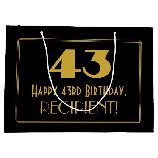 43ste verjaardag — Art Deco geïnspireerde look "43 Groot Cadeauzakje (Achterkant)