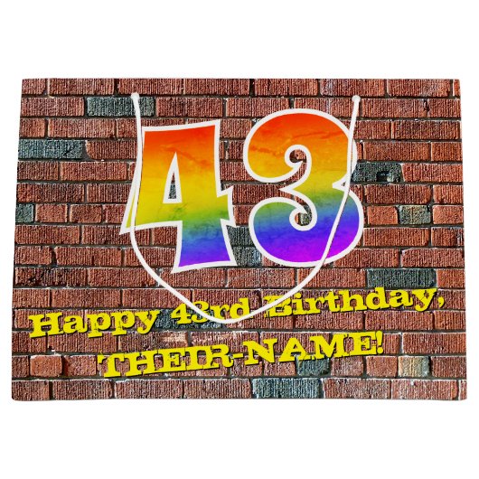 43ste verjaardag: Plezier, op graffiti geïnspireer Groot Cadeauzakje (Voorkant)