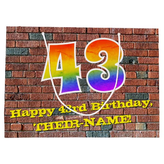 43ste verjaardag: Plezier, op graffiti geïnspireer Groot Cadeauzakje (Achterkant)