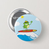 4419-Happy-Frog-While-Surfing HAPPY SURFER FROG CA Ronde Button 5,7 Cm (Voorkant /achterkant)