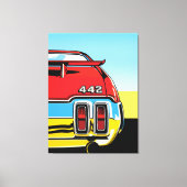 442 Muscle Car Achtervleugel Pop Art Retro Print (Voorkant)