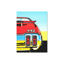 442 Muscle Car Achtervleugel Pop Art Retro Print