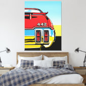 442 Muscle Car Achtervleugel Pop Art Retro Print (Insitu (Slaapkamer))