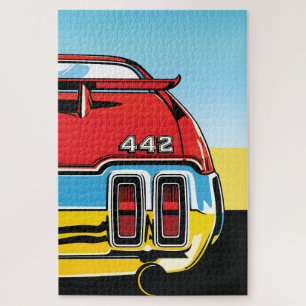 442 Muscle Car Achtervleugel Pop Art Retro Print Legpuzzel