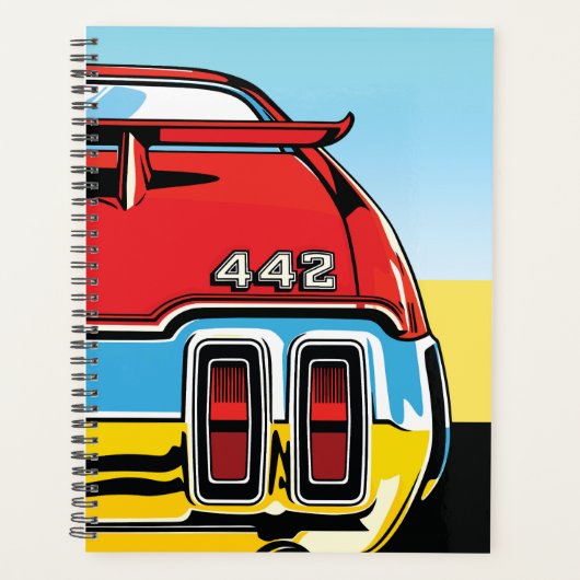 442 Muscle Car Achtervleugel Pop Art Retro Print Planner (Voorkant)