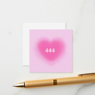 444 Moderne roze hartesthetische angel-nummer Informatiekaartje