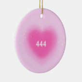 444 Moderne roze hartesthetische angel-nummer Keramisch Ornament (Rechts)