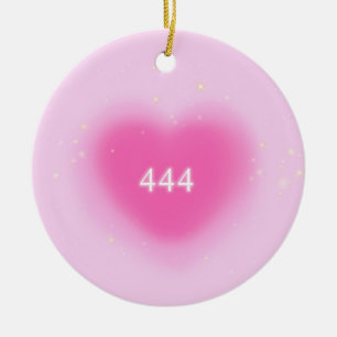 444 Moderne roze hartesthetische angel-nummer Keramisch Ornament