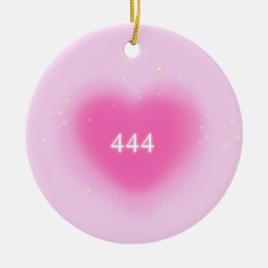 444 Moderne roze hartesthetische angel-nummer Keramisch Ornament (Voorkant)