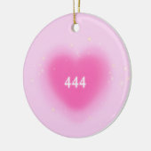 444 Moderne roze hartesthetische angel-nummer Keramisch Ornament (Links)