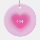 444 Moderne roze hartesthetische angel-nummer Keramisch Ornament (Achterkant)