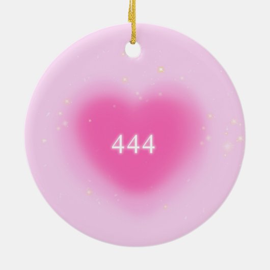 444 Moderne roze hartesthetische angel-nummer Keramisch Ornament (Achterkant)