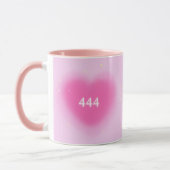 444 Moderne roze hartesthetische angel-nummer Mok (Links)