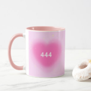 444 Moderne roze hartesthetische angel-nummer Mok