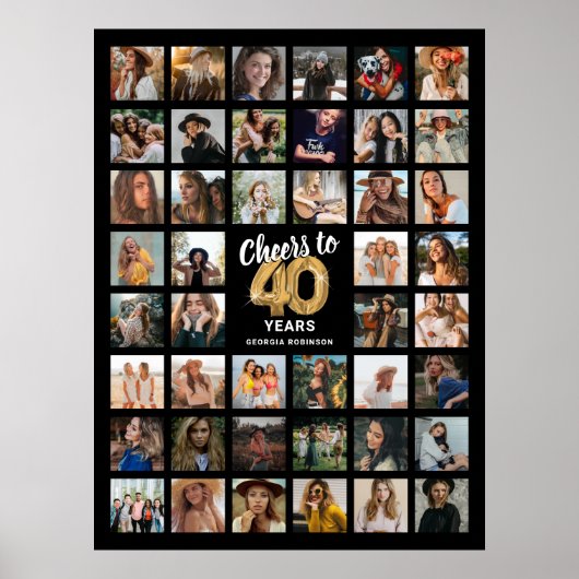 44 Fotocollage 40ste verjaardag Poster (Voorkant)
