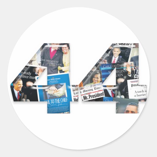 44 - Inauguratie van de Obama-krant Collage Ronde Sticker (Voorkant)