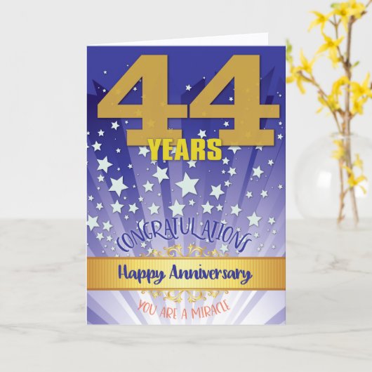 44 jaar herstel Jubileum vetgetal Kaart (Gele Bloem)