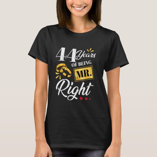 44 jaar Mr Right Funny Couple Wedding A T-shirt (Voorkant)