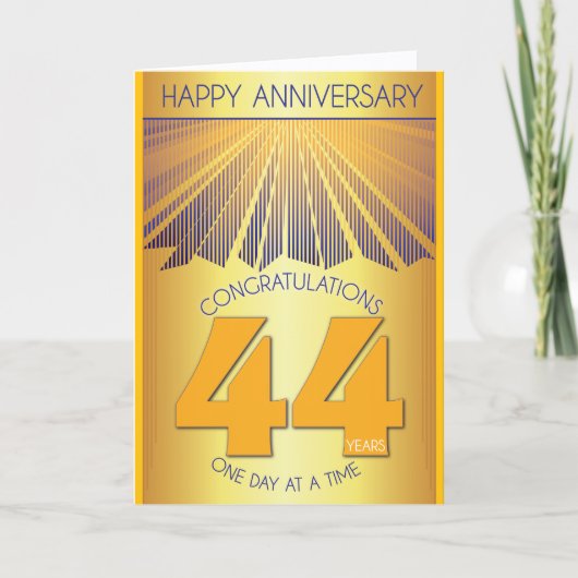 44 Jaar Nuchter Jubileum | Gouden Straal 12 Stappe Kaart (Voorkant)