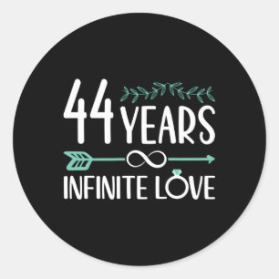 44 jaar Oneindige Liefde 44e bruiloft Jubileum Ronde Sticker
