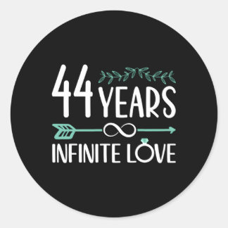 44 jaar Oneindige Liefde 44e bruiloft Jubileum Ronde Sticker