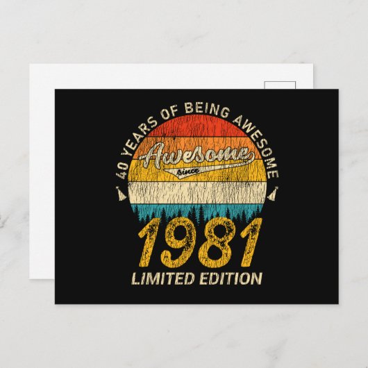 44 jaar oud 1981 Retro Geweldige 44e verjaardagsca Briefkaart (Voorkant / Achterkant)