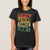 44 jaar oud Bday 1981 Epic Legend 44e verjaardag T-shirt (Voorkant)