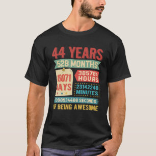 44 jaar oude dag 44e verjaardag t-shirt