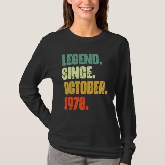 44 jaar oude leggende sinds oktober 1978 44e geboo t-shirt (Voorkant)