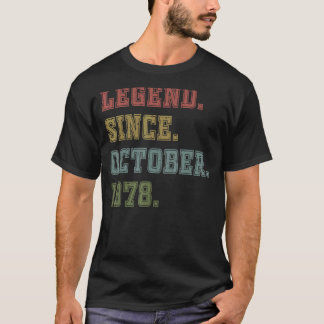 44 jaar oude leggende sinds oktober 1978 44e geboo t-shirt