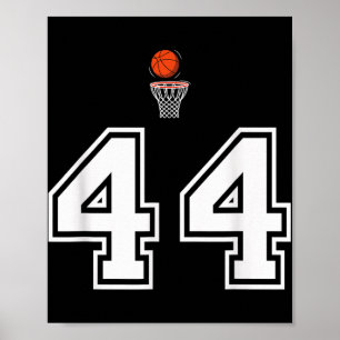 44 Nummer Basketbal Stijl Wit Poster